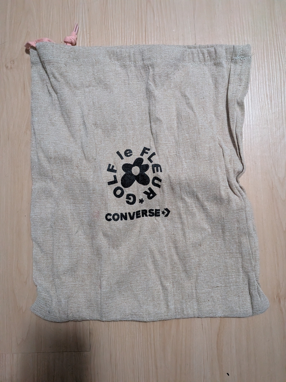 Converse Golf le Fleur Natural Canvas Drawstring Bag with Pink Cord